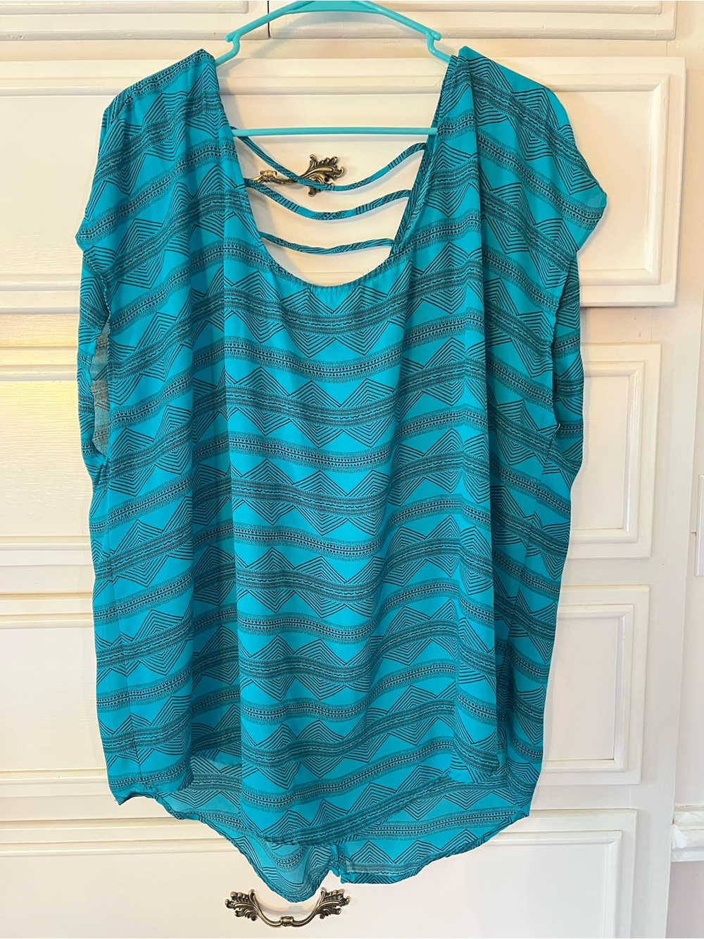 Torrid Women’s Teal Striped Cutout Back Top